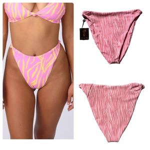 Skatie Salty Pink Animal Print High Cut Bikini Bottom LARGE NWT